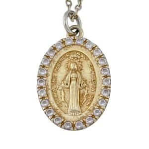 Vintage Sterling Silver 925 Miraculous Medal Necklace 15.5-17.5"